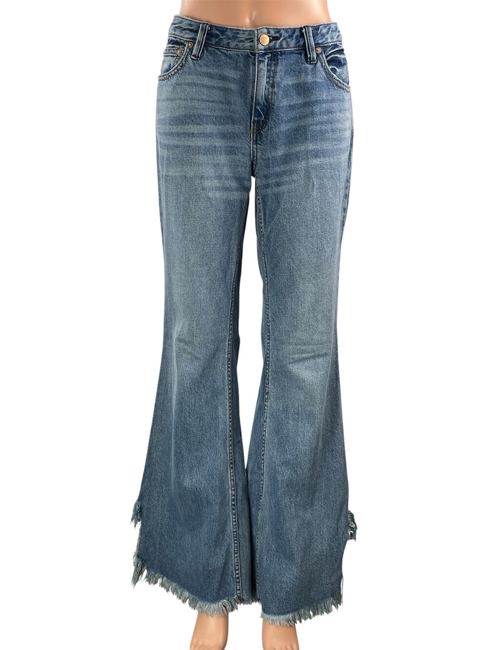 Free People We The Free Women's Blue Flare Bootcut Bell Bottom Denim Jeans 28